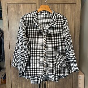 Habitat Clothes to Live in Large Crinkled Shirt Button Front Black White Check
